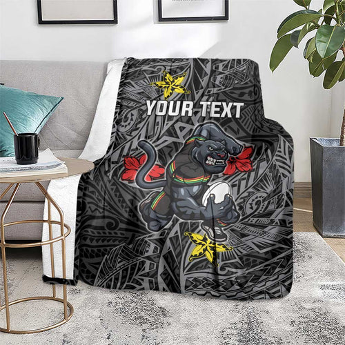 Personalised Penrith Panthers Blanket Polynesian Tribal Pattern With Rugby Panther Mascot Art