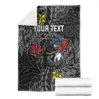 Personalised Penrith Panthers Blanket Polynesian Tribal Pattern With Rugby Panther Mascot Art