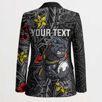 Personalised Penrith Panthers Blazer Polynesian Tribal Pattern With Rugby Panther Mascot Art