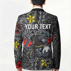 Personalised Penrith Panthers Blazer Polynesian Tribal Pattern With Rugby Panther Mascot Art