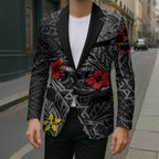 Personalised Penrith Panthers Blazer Polynesian Tribal Pattern With Rugby Panther Mascot Art