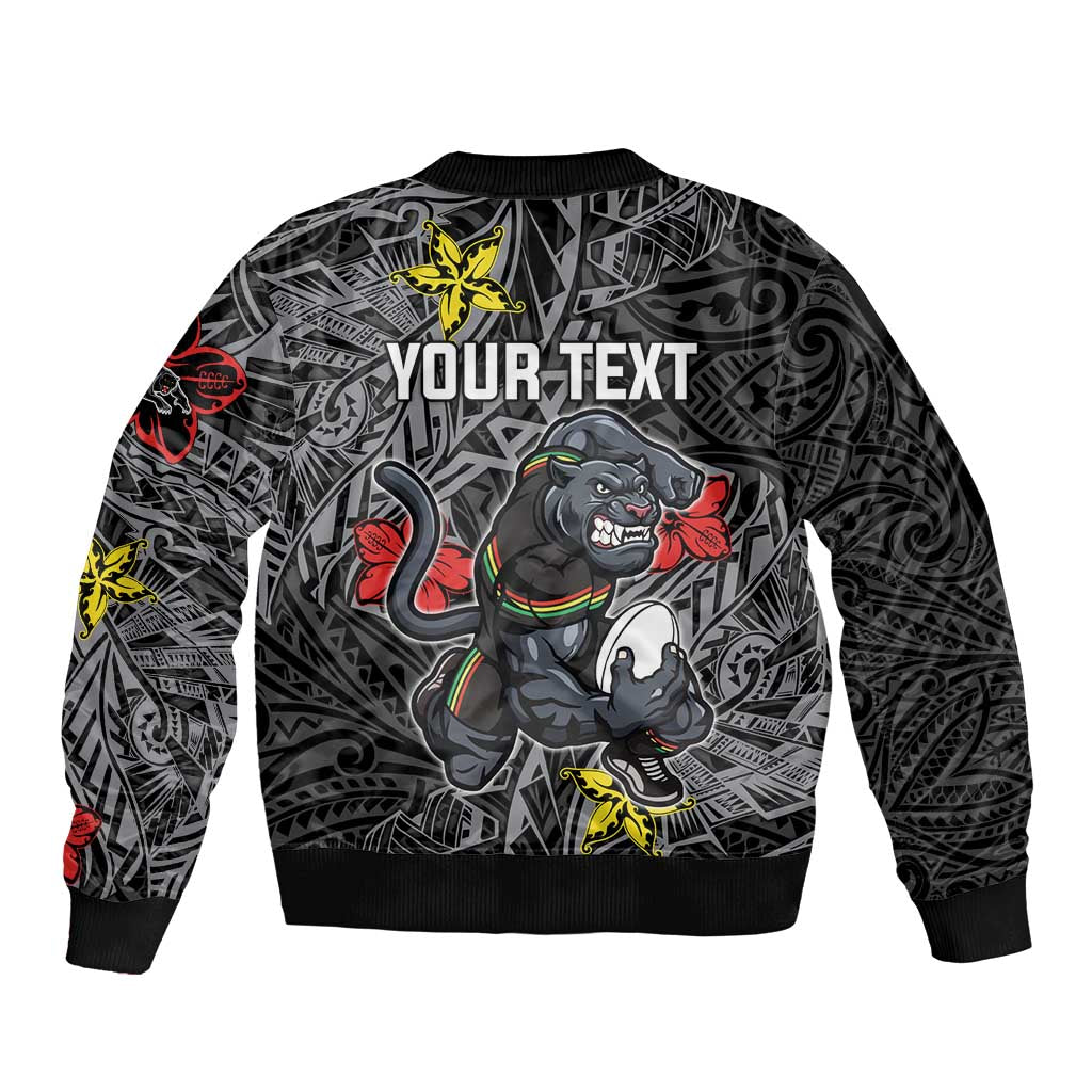Personalised Penrith Panthers Bomber Jacket Polynesian Tribal Pattern With Rugby Panther Mascot Art