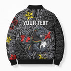 Personalised Penrith Panthers Bomber Puffer Jacket Polynesian Tribal Pattern With Rugby Panther Mascot Art