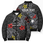Personalised Penrith Panthers Bomber Puffer Jacket Polynesian Tribal Pattern With Rugby Panther Mascot Art