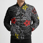 Personalised Penrith Panthers Bomber Puffer Jacket Polynesian Tribal Pattern With Rugby Panther Mascot Art