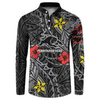Personalised Penrith Panthers Button Sweatshirt Polynesian Tribal Pattern With Rugby Panther Mascot Art