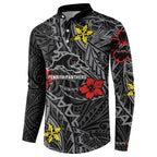 Personalised Penrith Panthers Button Sweatshirt Polynesian Tribal Pattern With Rugby Panther Mascot Art
