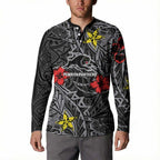 Personalised Penrith Panthers Button Sweatshirt Polynesian Tribal Pattern With Rugby Panther Mascot Art