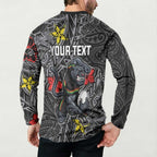 Personalised Penrith Panthers Button Sweatshirt Polynesian Tribal Pattern With Rugby Panther Mascot Art
