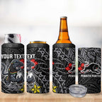 Personalised Penrith Panthers 4 in 1 Can Cooler Tumbler Polynesian Tribal Pattern With Rugby Panther Mascot Art