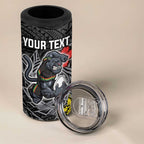 Personalised Penrith Panthers 4 in 1 Can Cooler Tumbler Polynesian Tribal Pattern With Rugby Panther Mascot Art