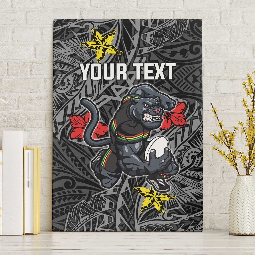 Personalised Penrith Panthers Canvas Wall Art Polynesian Tribal Pattern With Rugby Panther Mascot Art