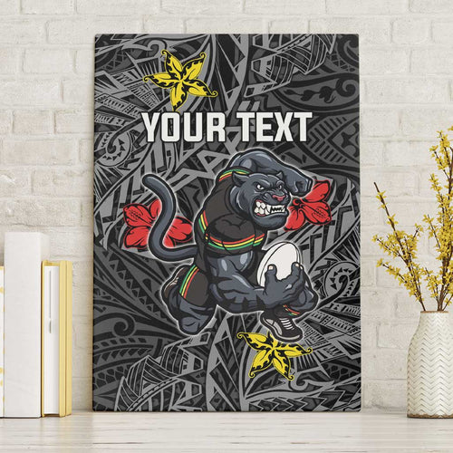 Personalised Penrith Panthers Canvas Wall Art Polynesian Tribal Pattern With Rugby Panther Mascot Art
