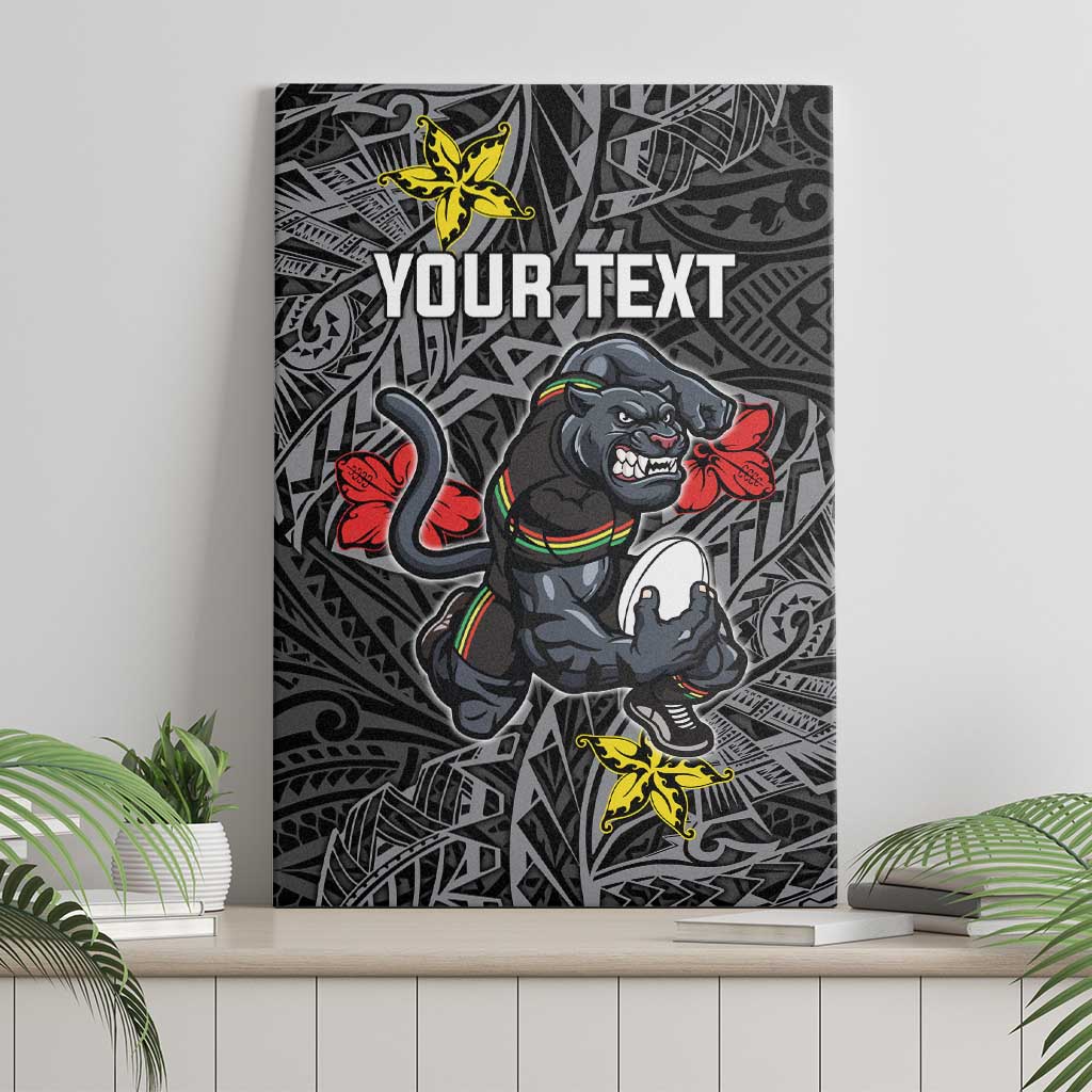 Personalised Penrith Panthers Canvas Wall Art Polynesian Tribal Pattern With Rugby Panther Mascot Art