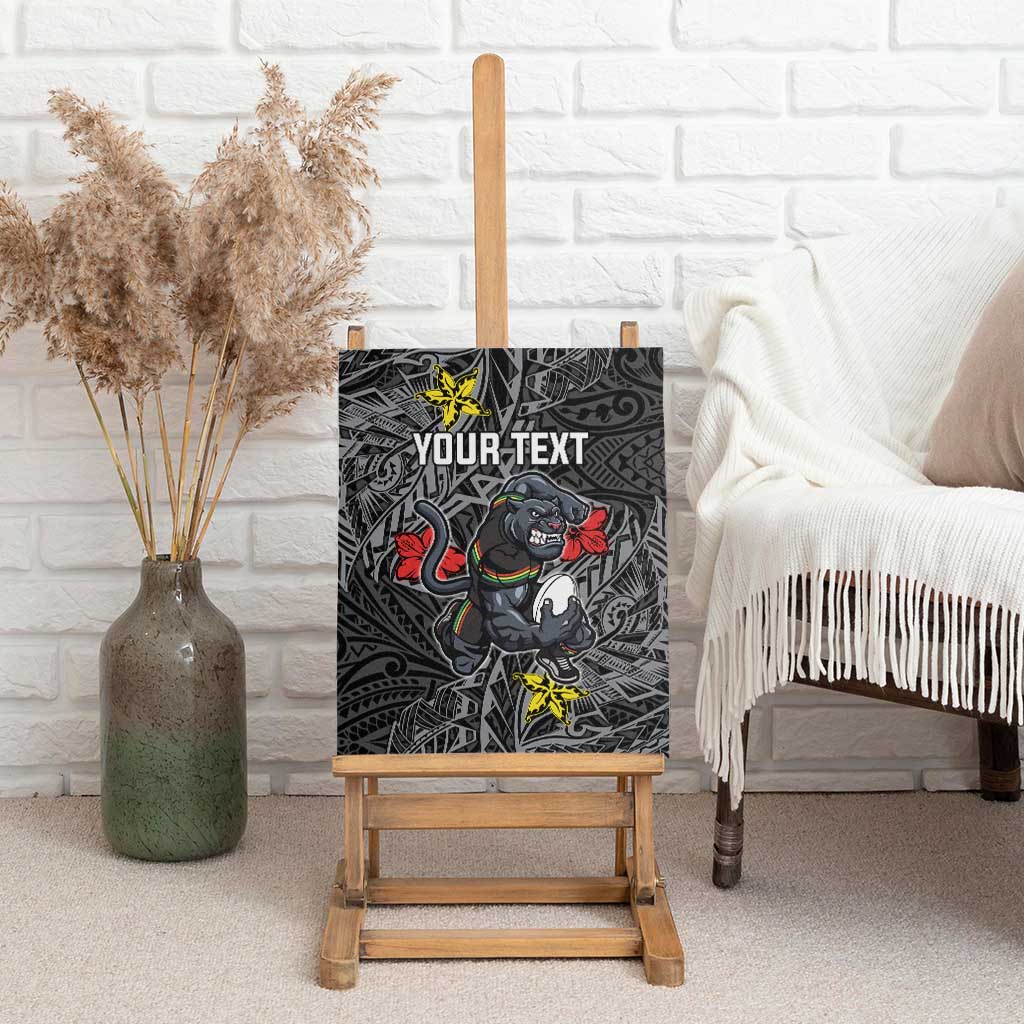 Personalised Penrith Panthers Canvas Wall Art Polynesian Tribal Pattern With Rugby Panther Mascot Art
