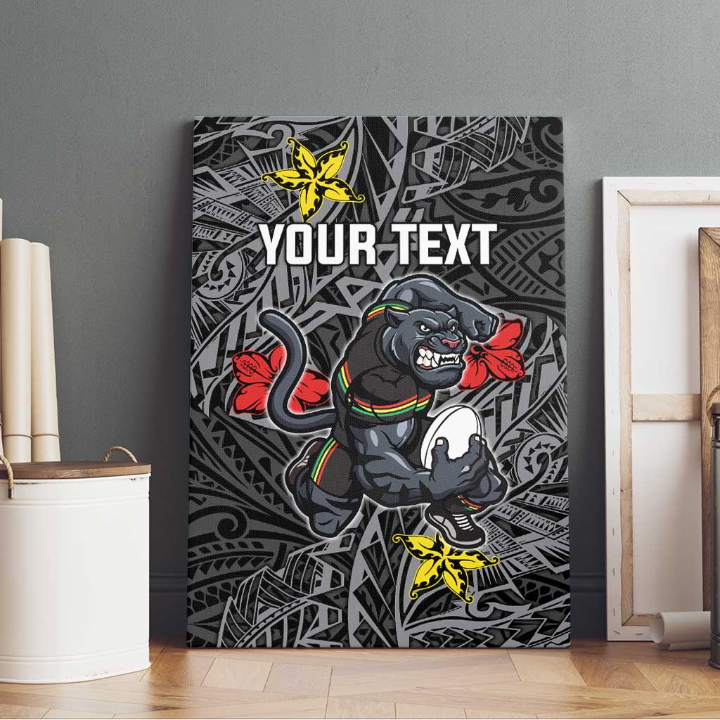 Personalised Penrith Panthers Canvas Wall Art Polynesian Tribal Pattern With Rugby Panther Mascot Art