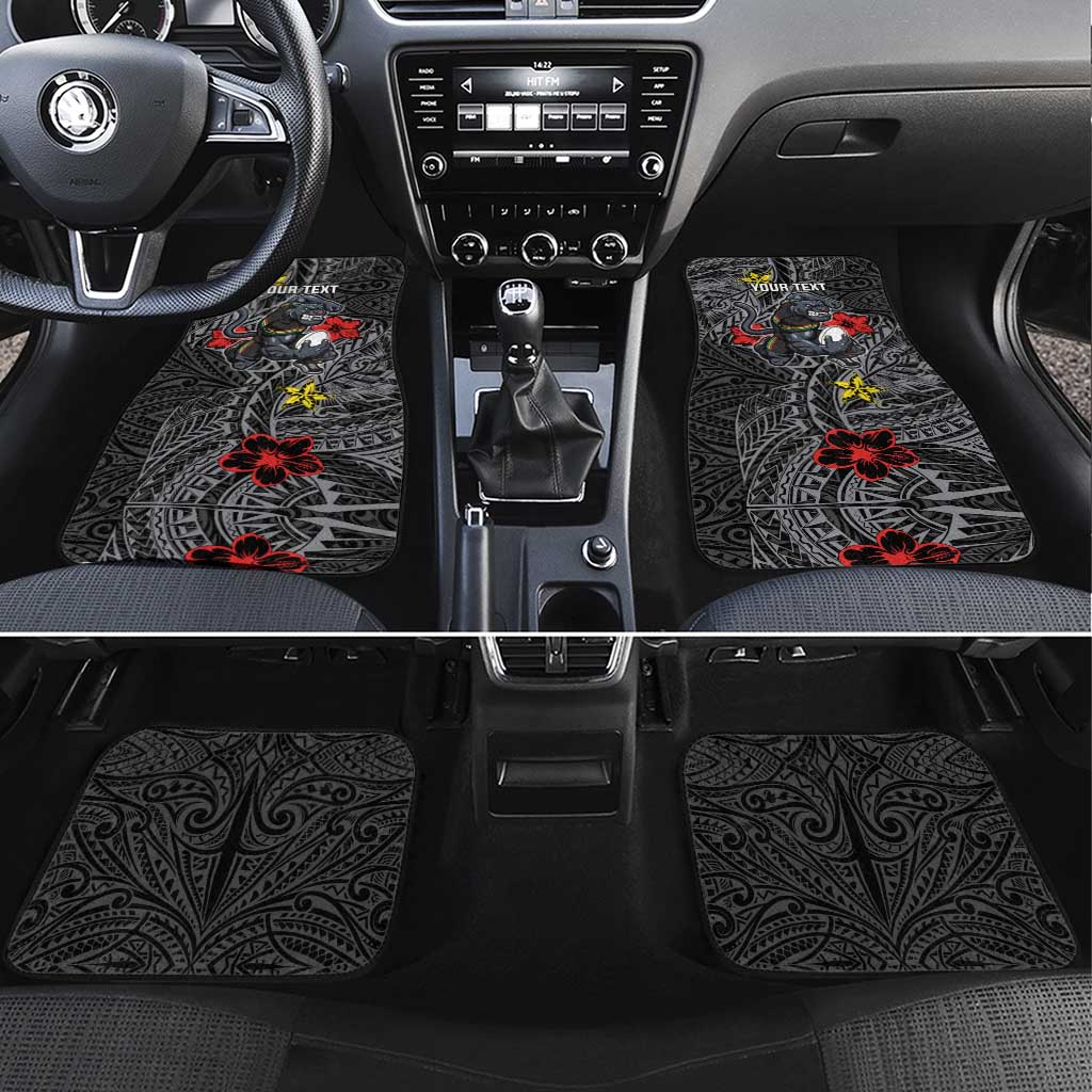 Personalised Penrith Panthers Car Mats Polynesian Tribal Pattern With Rugby Panther Mascot Art