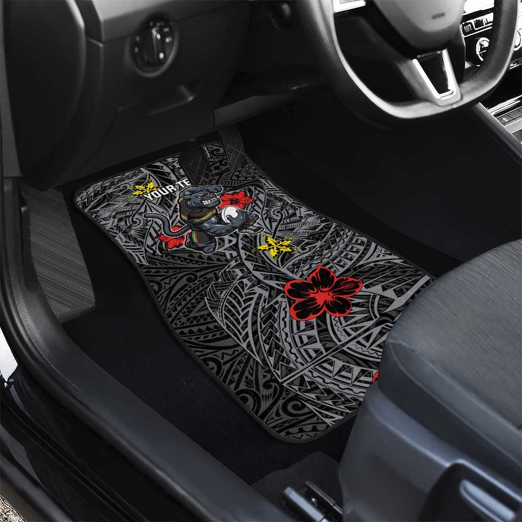 Personalised Penrith Panthers Car Mats Polynesian Tribal Pattern With Rugby Panther Mascot Art