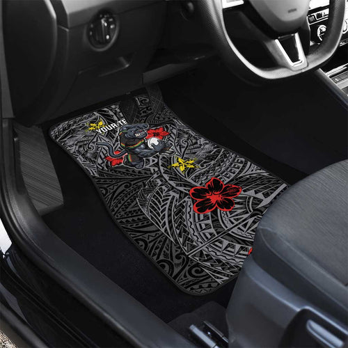Personalised Penrith Panthers Car Mats Polynesian Tribal Pattern With Rugby Panther Mascot Art