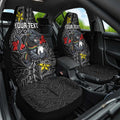 Personalised Penrith Panthers Car Seat Cover Polynesian Tribal Pattern With Rugby Panther Mascot Art