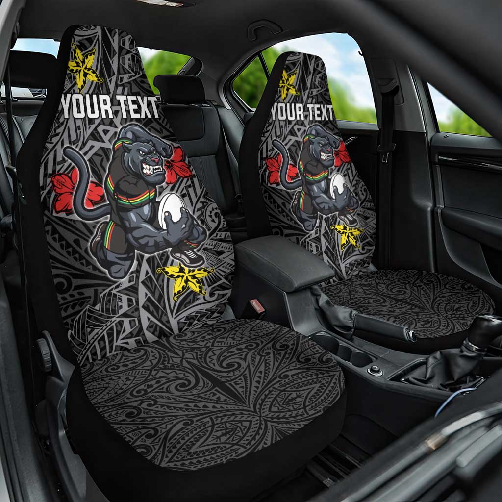 Personalised Penrith Panthers Car Seat Cover Polynesian Tribal Pattern With Rugby Panther Mascot Art