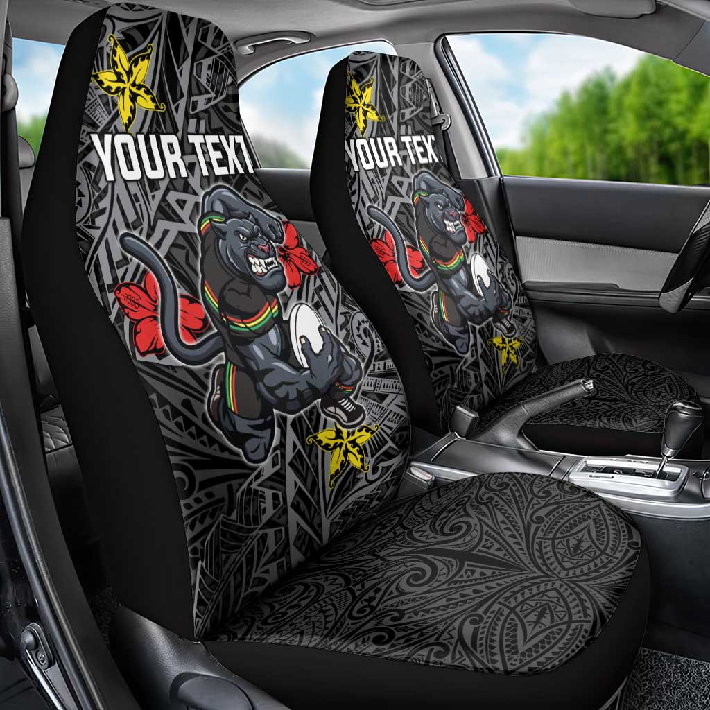 Personalised Penrith Panthers Car Seat Cover Polynesian Tribal Pattern With Rugby Panther Mascot Art
