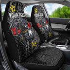 Personalised Penrith Panthers Car Seat Cover Polynesian Tribal Pattern With Rugby Panther Mascot Art