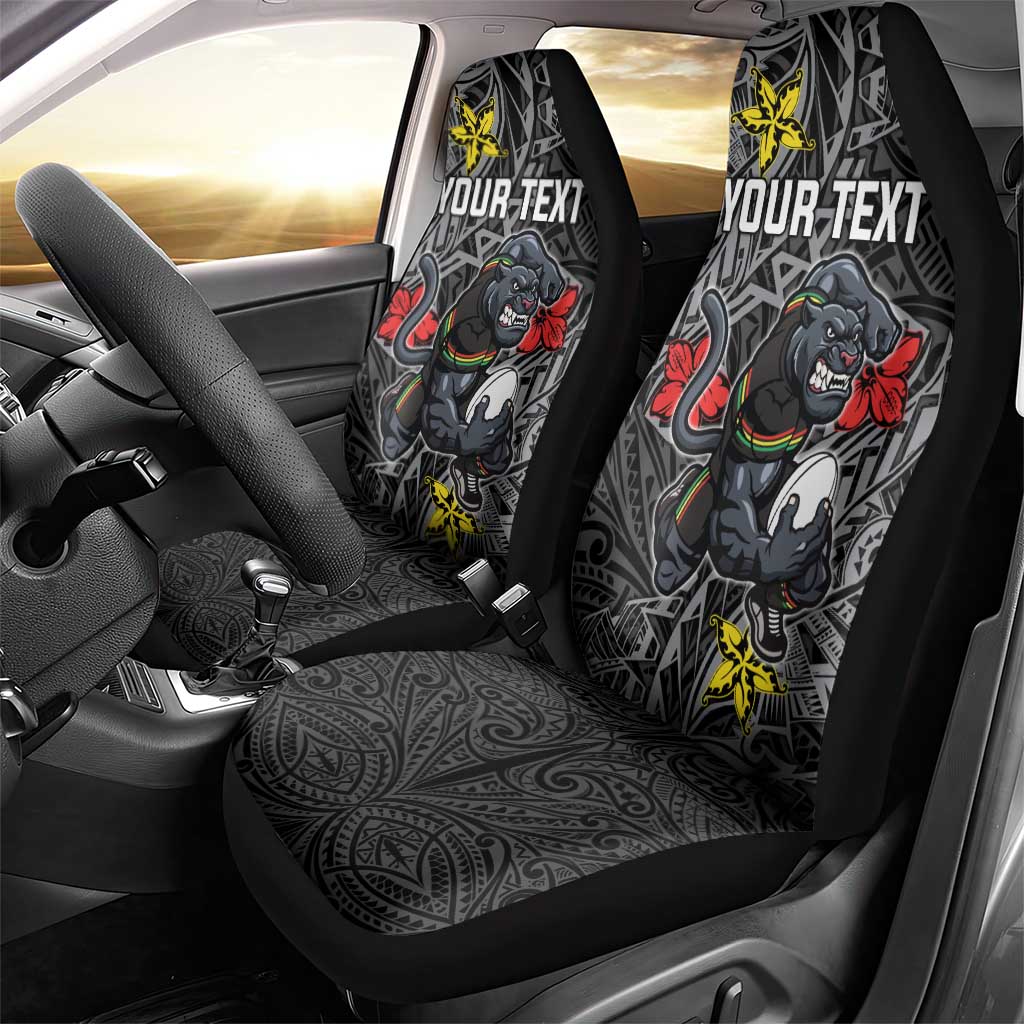 Personalised Penrith Panthers Car Seat Cover Polynesian Tribal Pattern With Rugby Panther Mascot Art