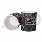 Personalised Penrith Panthers Ceramic Mug Polynesian Tribal Pattern With Rugby Panther Mascot Art