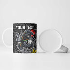 Personalised Penrith Panthers Ceramic Mug Polynesian Tribal Pattern With Rugby Panther Mascot Art