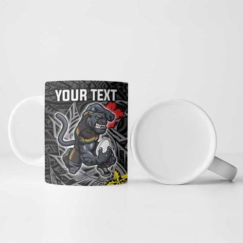 Personalised Penrith Panthers Ceramic Mug Polynesian Tribal Pattern With Rugby Panther Mascot Art