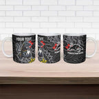 Personalised Penrith Panthers Ceramic Mug Polynesian Tribal Pattern With Rugby Panther Mascot Art