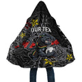 Personalised Penrith Panthers Cloak Polynesian Tribal Pattern With Rugby Panther Mascot Art
