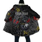 Personalised Penrith Panthers Cloak Polynesian Tribal Pattern With Rugby Panther Mascot Art