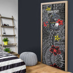 Personalised Penrith Panthers Door Cover Polynesian Tribal Pattern With Rugby Panther Mascot Art