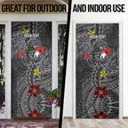 Personalised Penrith Panthers Door Cover Polynesian Tribal Pattern With Rugby Panther Mascot Art