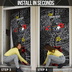Personalised Penrith Panthers Door Cover Polynesian Tribal Pattern With Rugby Panther Mascot Art