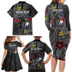 Personalised Penrith Panthers Family Matching Long Sleeve Bodycon Dress and Hawaiian Shirt Polynesian Tribal Pattern With Rugby Panther Mascot Art