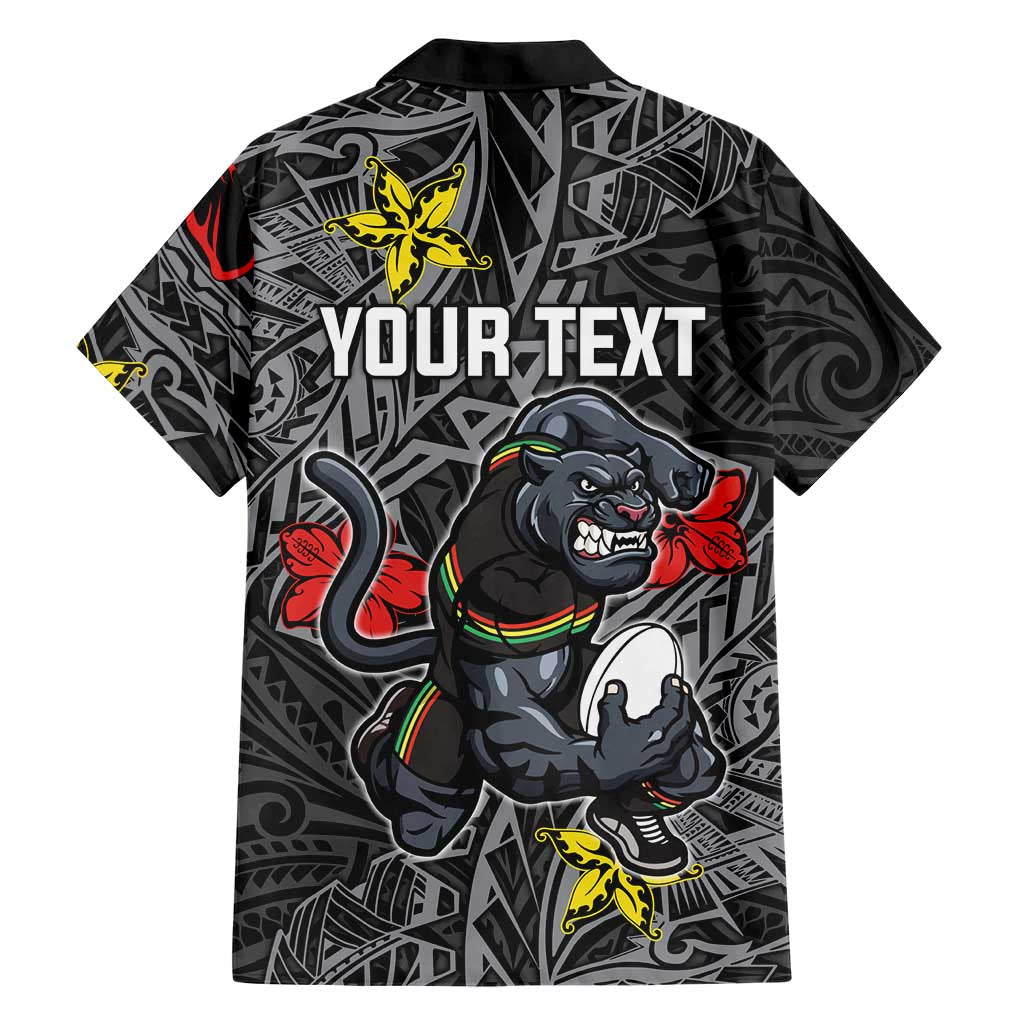 Personalised Penrith Panthers Family Matching Off Shoulder Maxi Dress and Hawaiian Shirt Polynesian Tribal Pattern With Rugby Panther Mascot Art