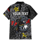 Personalised Penrith Panthers Family Matching Off Shoulder Maxi Dress and Hawaiian Shirt Polynesian Tribal Pattern With Rugby Panther Mascot Art