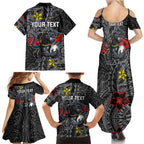 Personalised Penrith Panthers Family Matching Summer Maxi Dress and Hawaiian Shirt Polynesian Tribal Pattern With Rugby Panther Mascot Art