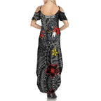 Personalised Penrith Panthers Family Matching Summer Maxi Dress and Hawaiian Shirt Polynesian Tribal Pattern With Rugby Panther Mascot Art