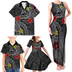 Personalised Penrith Panthers Family Matching Tank Maxi Dress and Hawaiian Shirt Polynesian Tribal Pattern With Rugby Panther Mascot Art