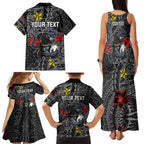 Personalised Penrith Panthers Family Matching Tank Maxi Dress and Hawaiian Shirt Polynesian Tribal Pattern With Rugby Panther Mascot Art