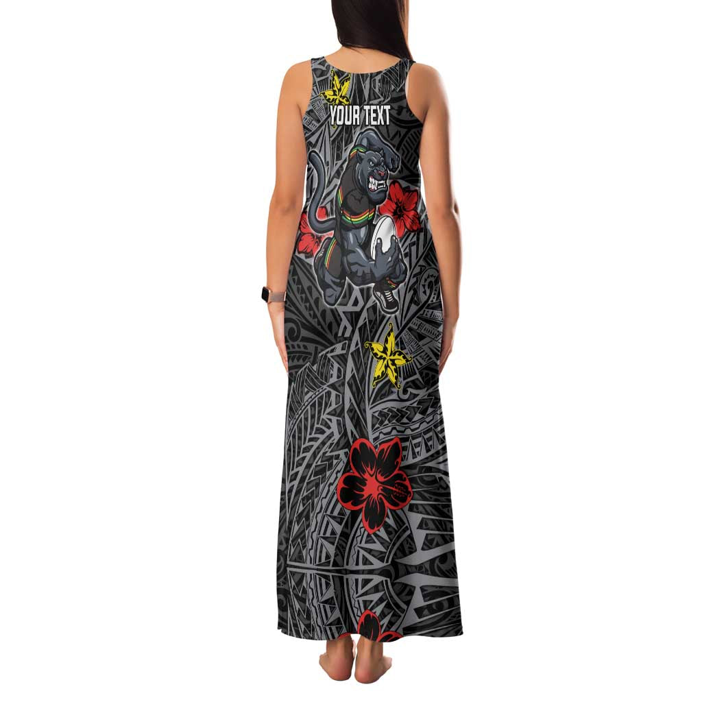 Personalised Penrith Panthers Family Matching Tank Maxi Dress and Hawaiian Shirt Polynesian Tribal Pattern With Rugby Panther Mascot Art