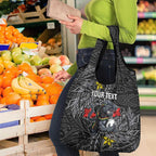 Personalised Penrith Panthers Grocery Bag Polynesian Tribal Pattern With Rugby Panther Mascot Art