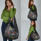Personalised Penrith Panthers Grocery Bag Polynesian Tribal Pattern With Rugby Panther Mascot Art