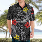 Personalised Penrith Panthers Hawaiian Shirt Polynesian Tribal Pattern With Rugby Panther Mascot Art