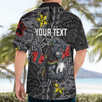 Personalised Penrith Panthers Hawaiian Shirt Polynesian Tribal Pattern With Rugby Panther Mascot Art