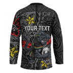 Personalised Penrith Panthers Hockey Jersey Polynesian Tribal Pattern With Rugby Panther Mascot Art